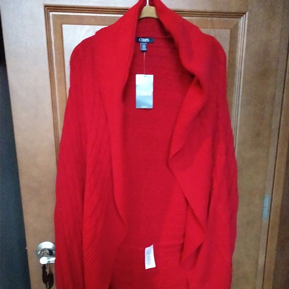 Chaps Sweaters - Red Chaps shawl color cardigan 3x